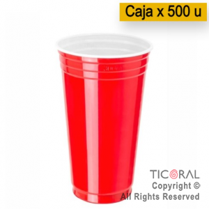 Vaso americano rojo vermelho 300 cc Copobras x 500 unidades (20 paq x 25 unidades)